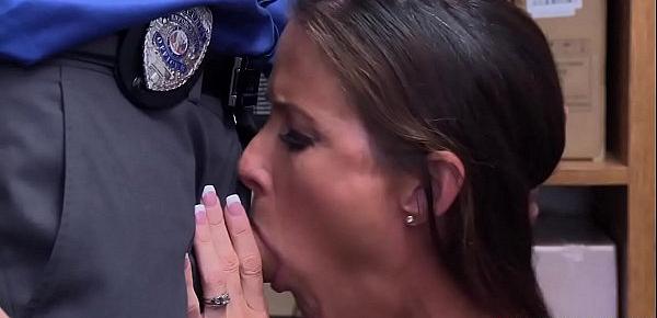  Nervous slender MILF busted and smashed by security